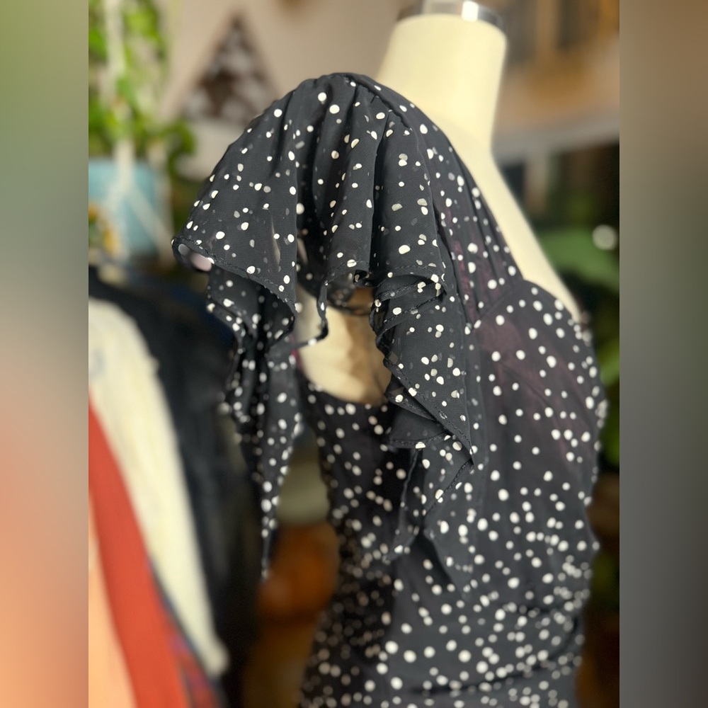 Vintage 80s Polka Dot Cocktail Dress – New Leaf – Size Approx. S/M